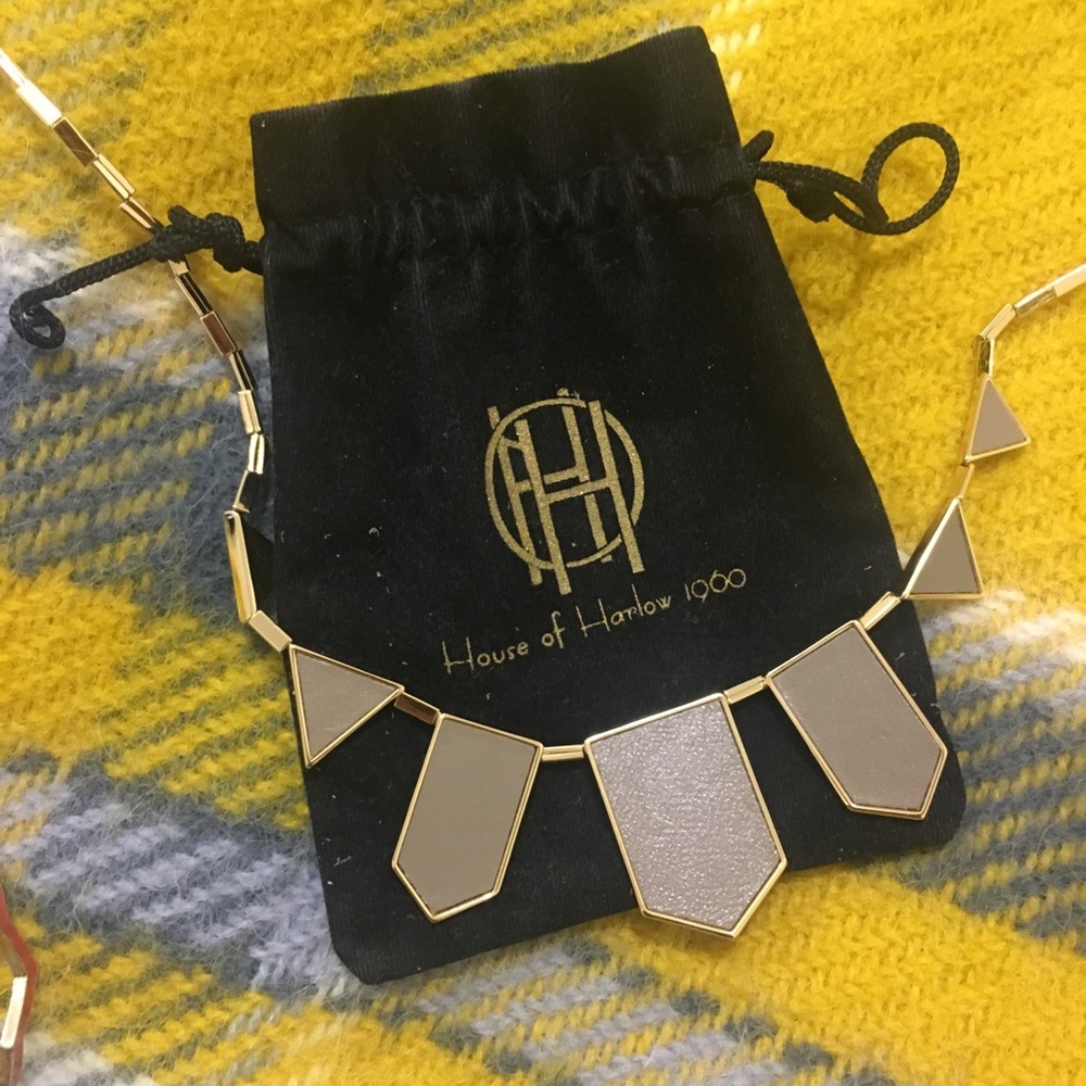 House of Harlow Plated 5 station taupe necklace